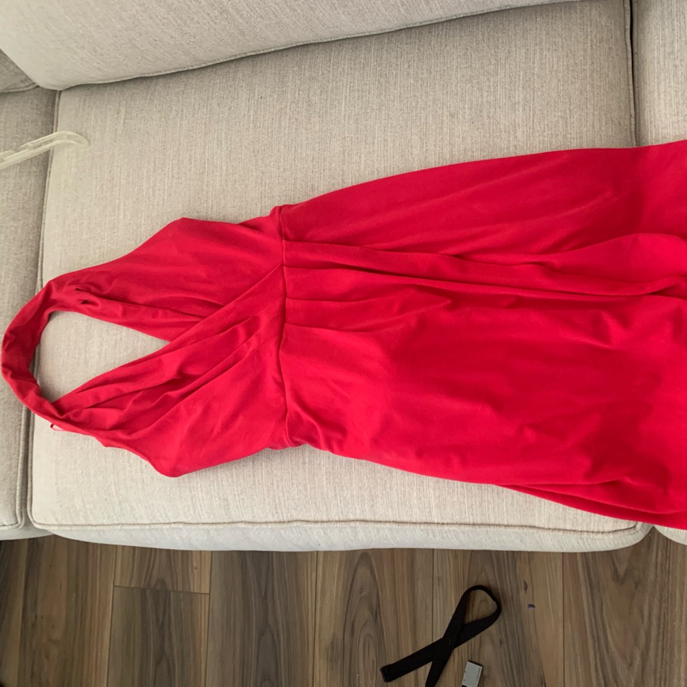 Jessica Simpson Vibrant Red/Pink HalterBackless Cocktail Dress